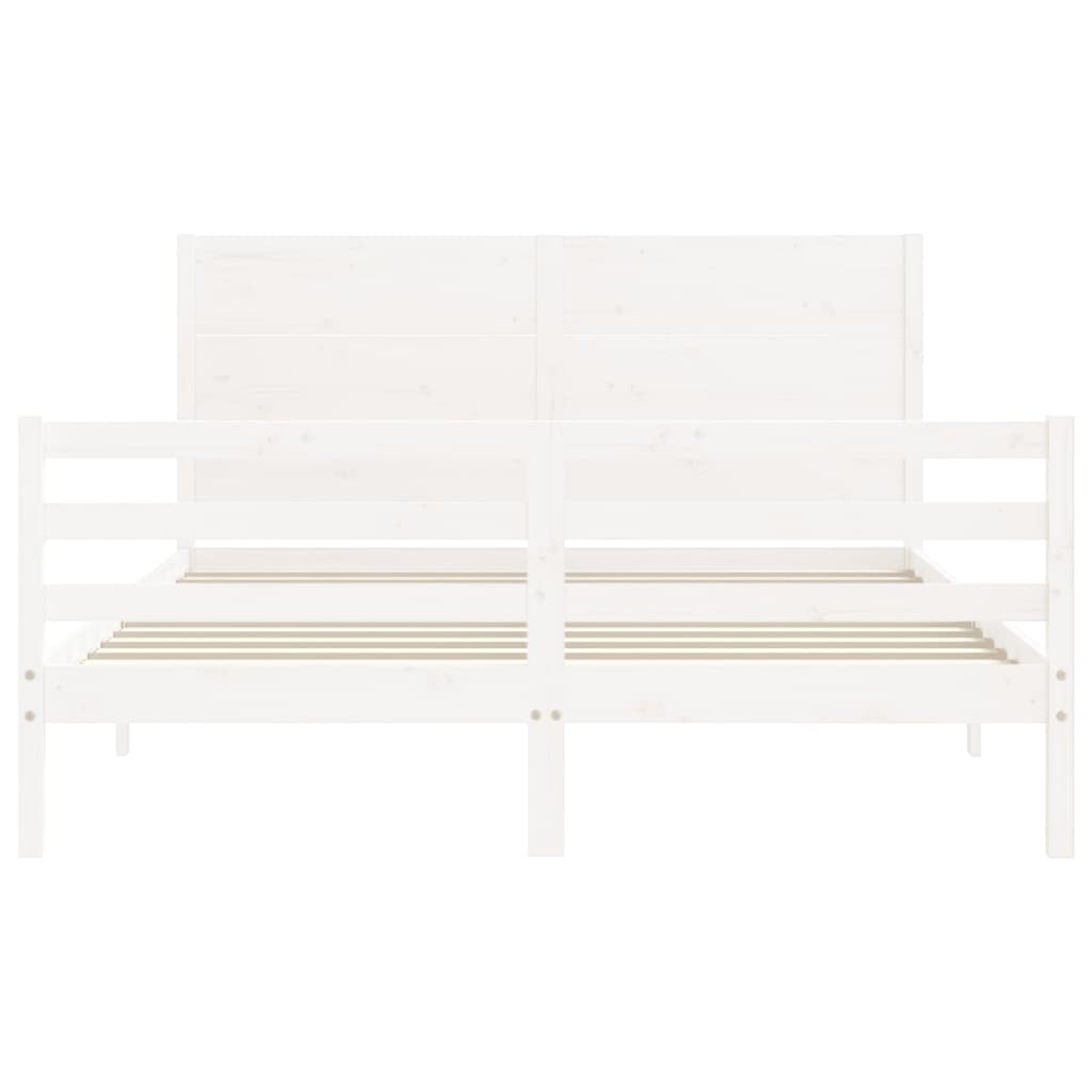 Cadre de lit sans matelas blanc bois de pin massif