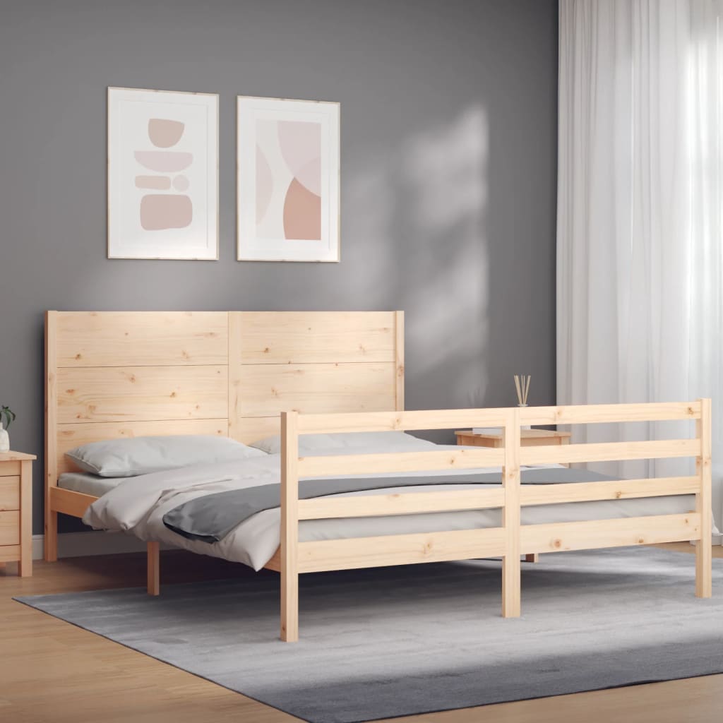 Bed frame without mattress 160x200 cm solid wood