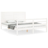 Cadre de lit sans matelas blanc 160x200 cm bois massif