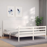 Cadre de lit sans matelas blanc 160x200 cm bois massif