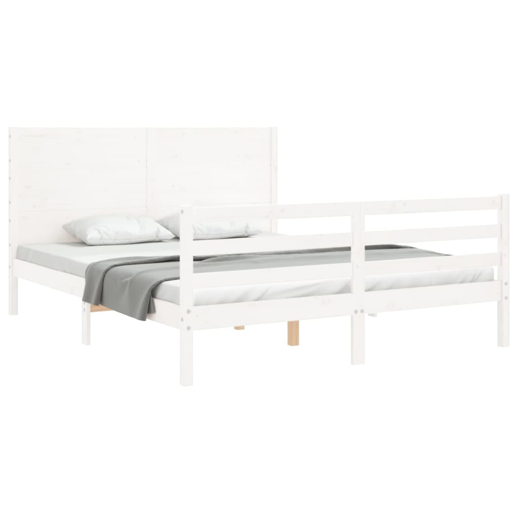 Cadre de lit sans matelas blanc 160x200 cm bois massif