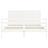 Cadre de lit sans matelas blanc 160x200 cm bois massif