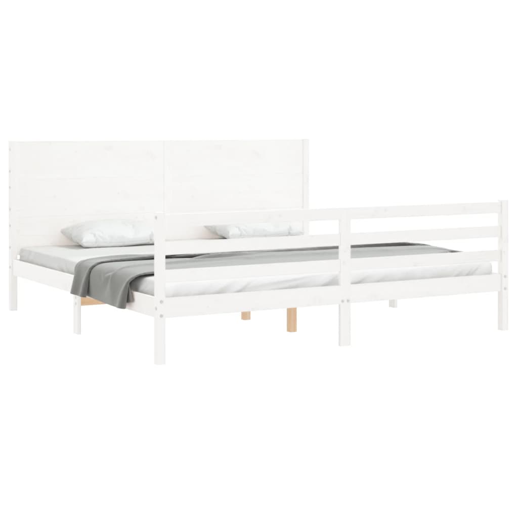 Cadre de lit sans matelas blanc bois massif