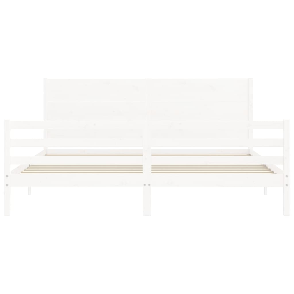 Cadre de lit sans matelas blanc bois massif