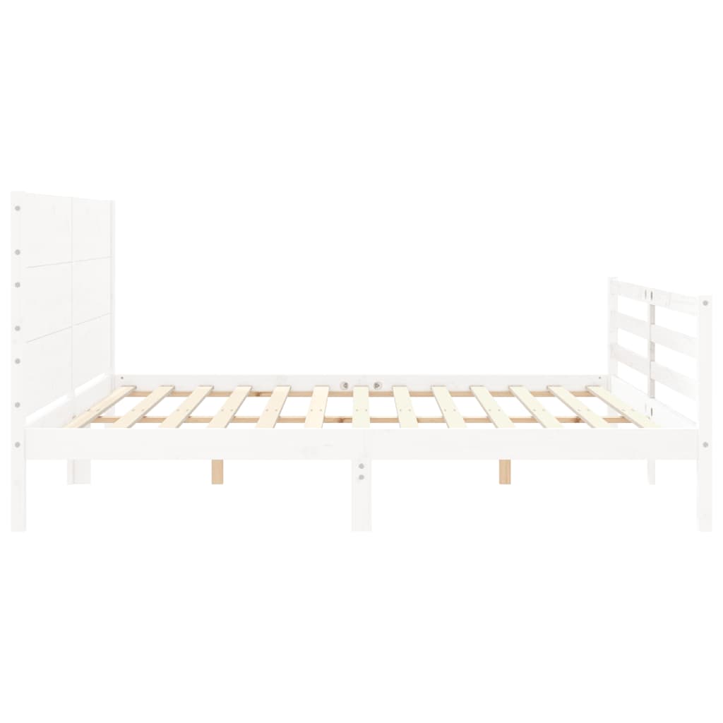 Cadre de lit sans matelas blanc bois massif