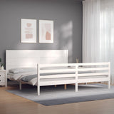 Cadre de lit sans matelas blanc bois massif