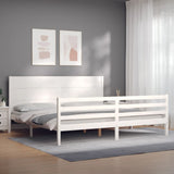 Cadre de lit sans matelas blanc 200x200 cm bois massif