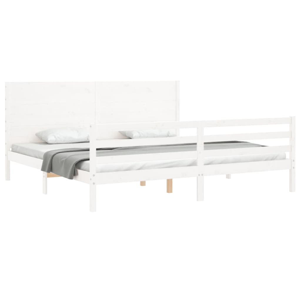 Cadre de lit sans matelas blanc 200x200 cm bois massif