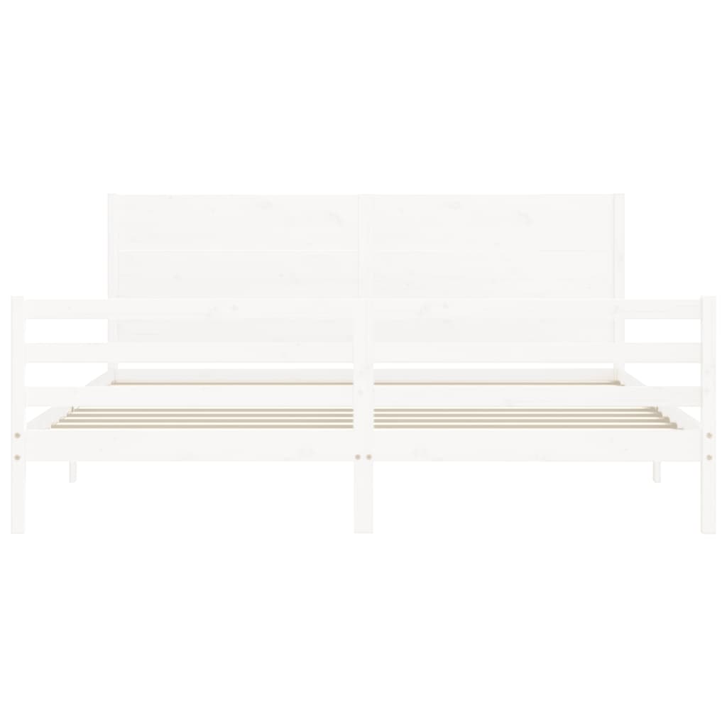 Cadre de lit sans matelas blanc 200x200 cm bois massif