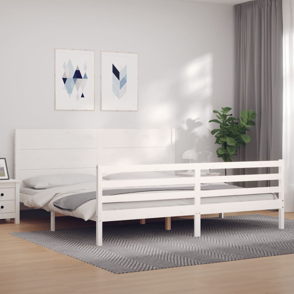 Cadre de lit sans matelas blanc 200x200 cm bois massif