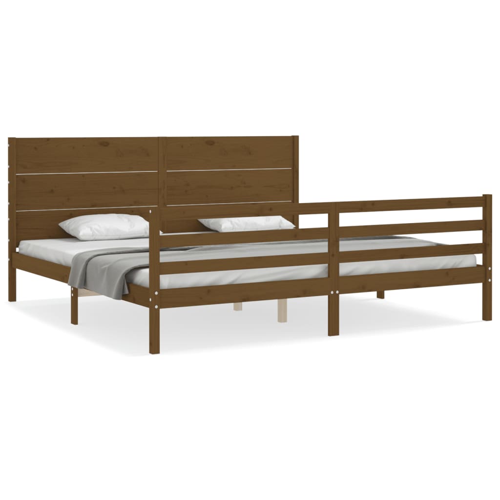 Cadre de lit sans matelas marron miel 200x200 cm bois massif