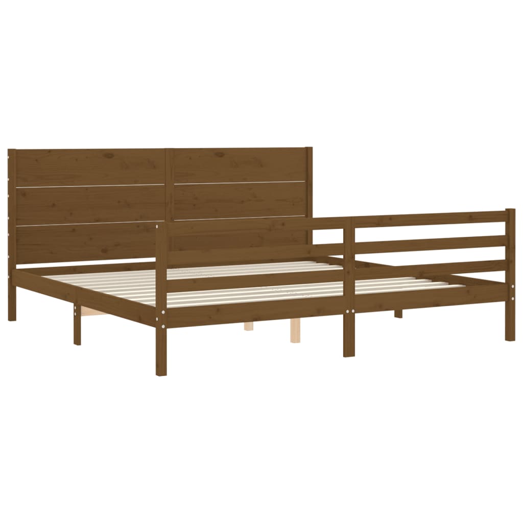 Cadre de lit sans matelas marron miel 200x200 cm bois massif