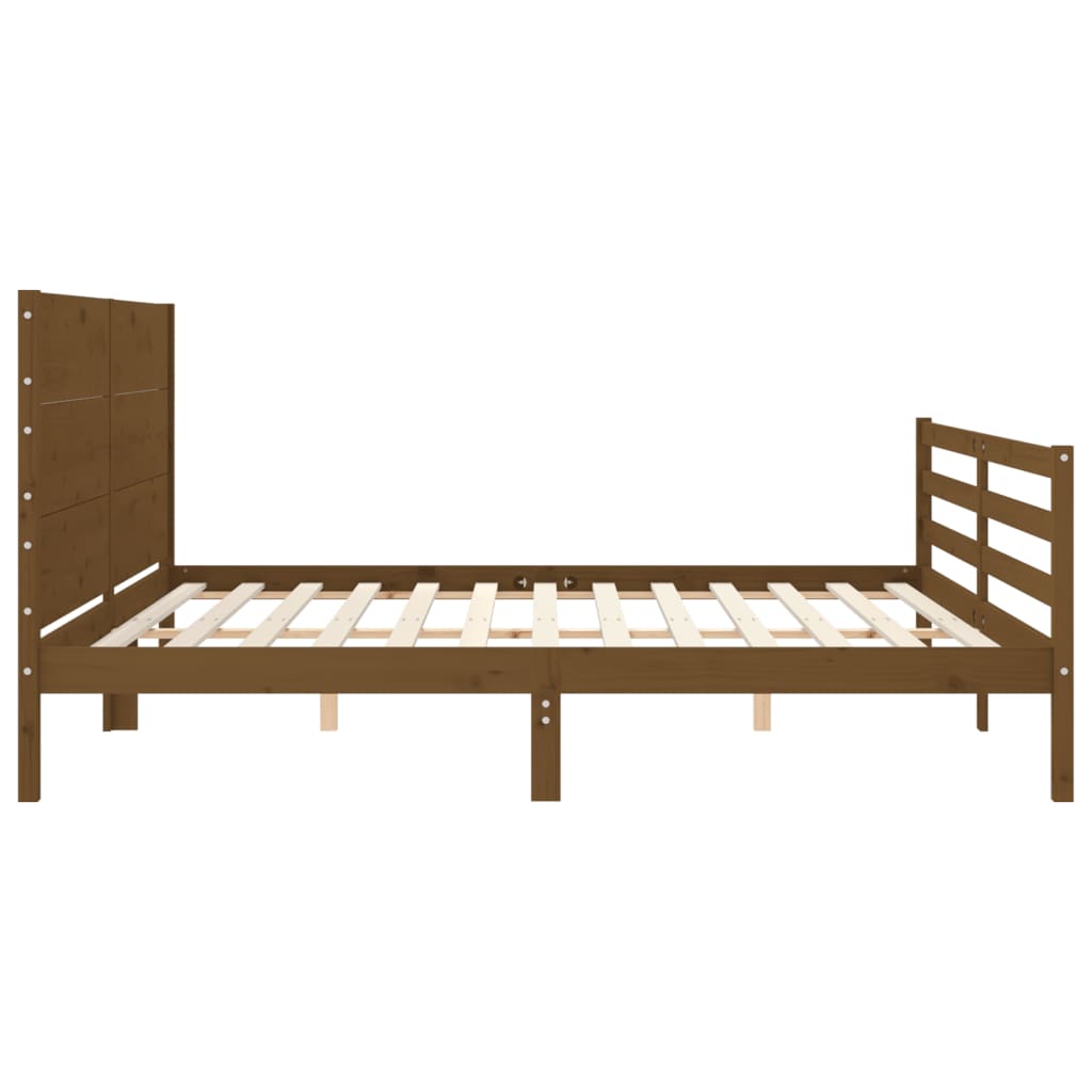 Cadre de lit sans matelas marron miel 200x200 cm bois massif