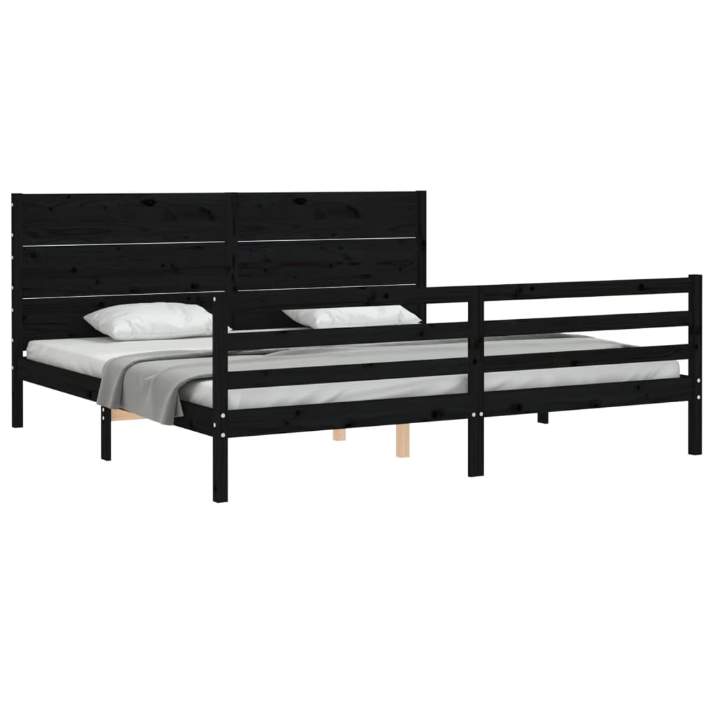 Cadre de lit sans matelas noir 200x200 cm bois massif