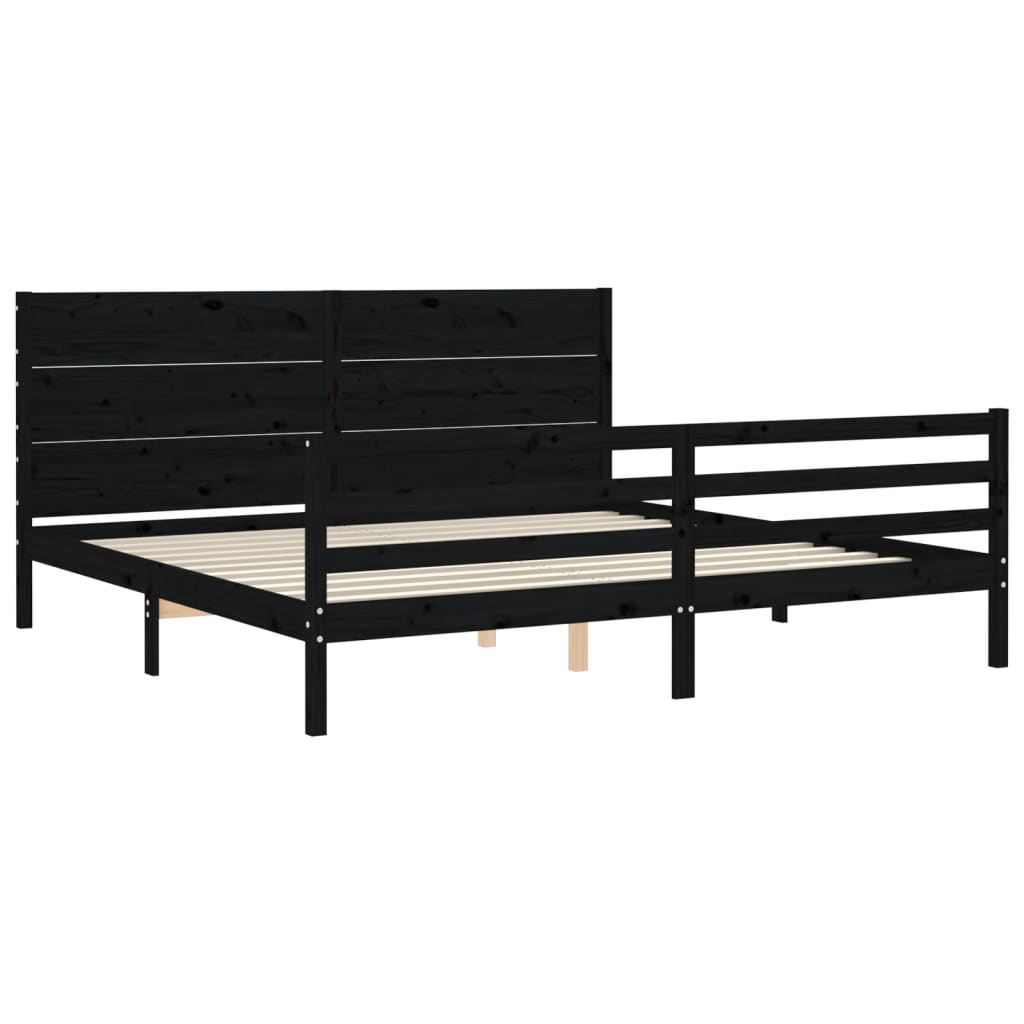 Cadre de lit sans matelas noir 200x200 cm bois massif