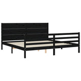 Cadre de lit sans matelas noir 200x200 cm bois massif