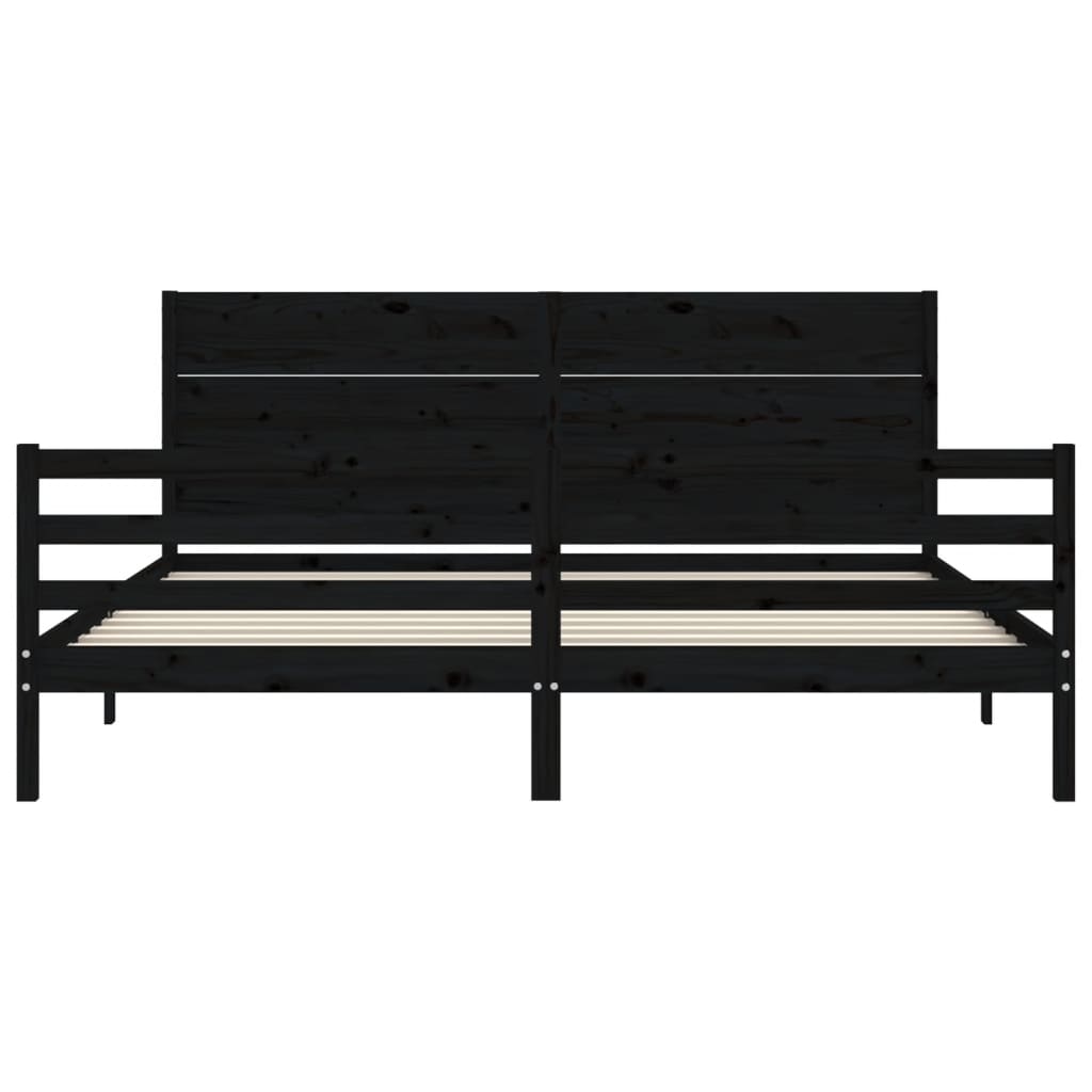 Cadre de lit sans matelas noir 200x200 cm bois massif