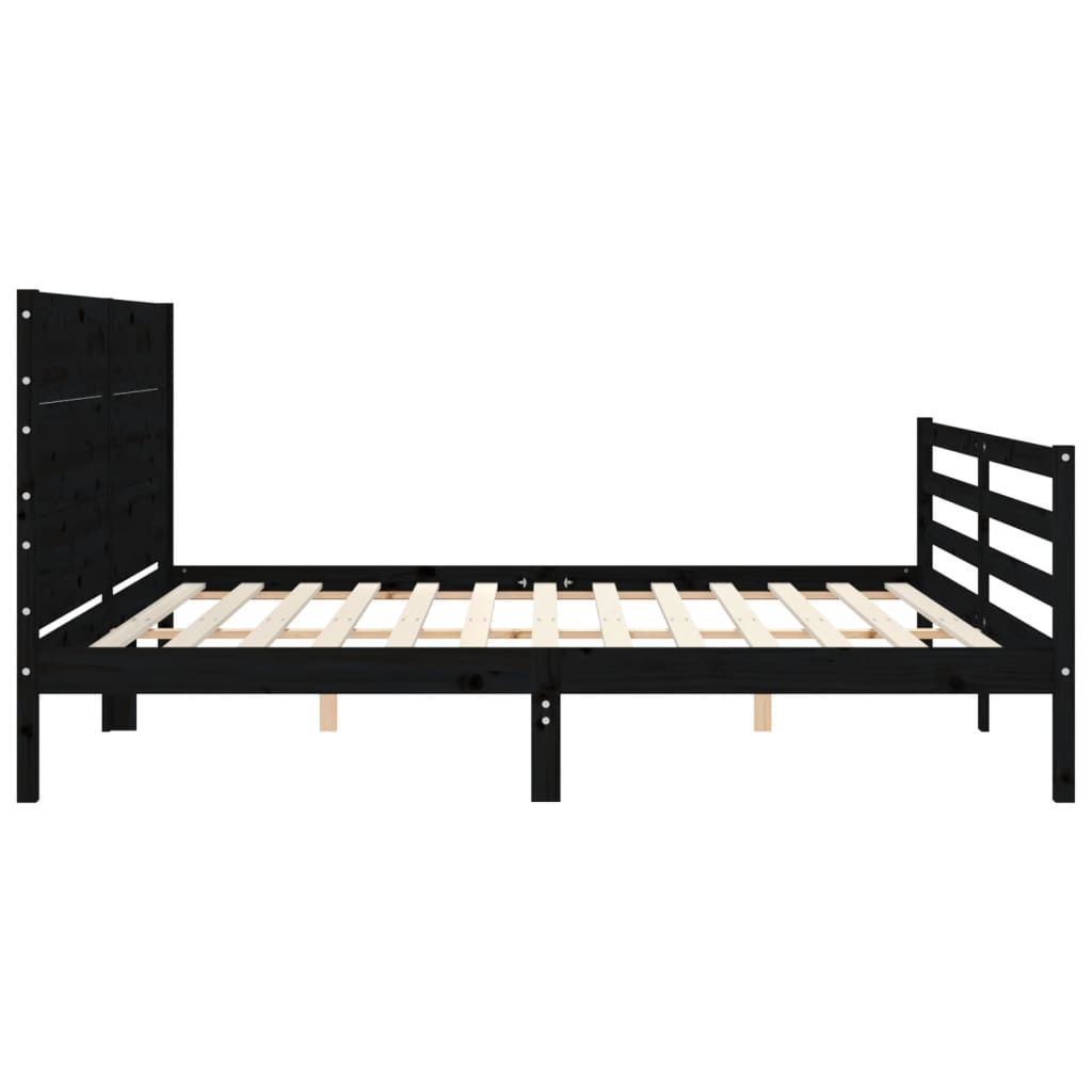 Cadre de lit sans matelas noir 200x200 cm bois massif