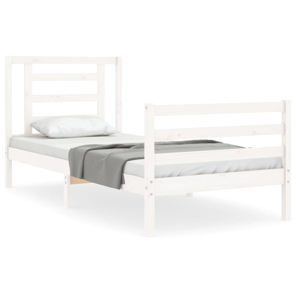 Cadre de lit sans matelas blanc bois massif