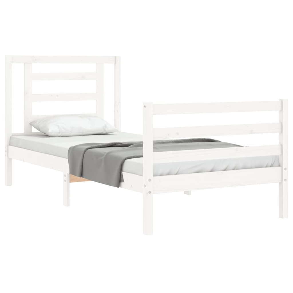 Cadre de lit sans matelas blanc bois massif