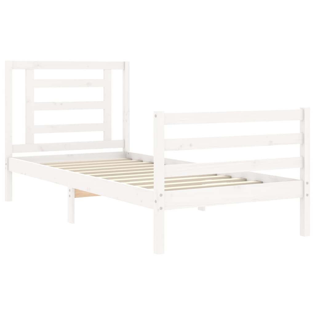 Cadre de lit sans matelas blanc bois massif