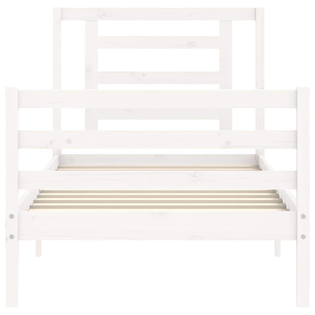 Cadre de lit sans matelas blanc bois massif