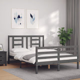 Cadre de lit sans matelas gris bois massif