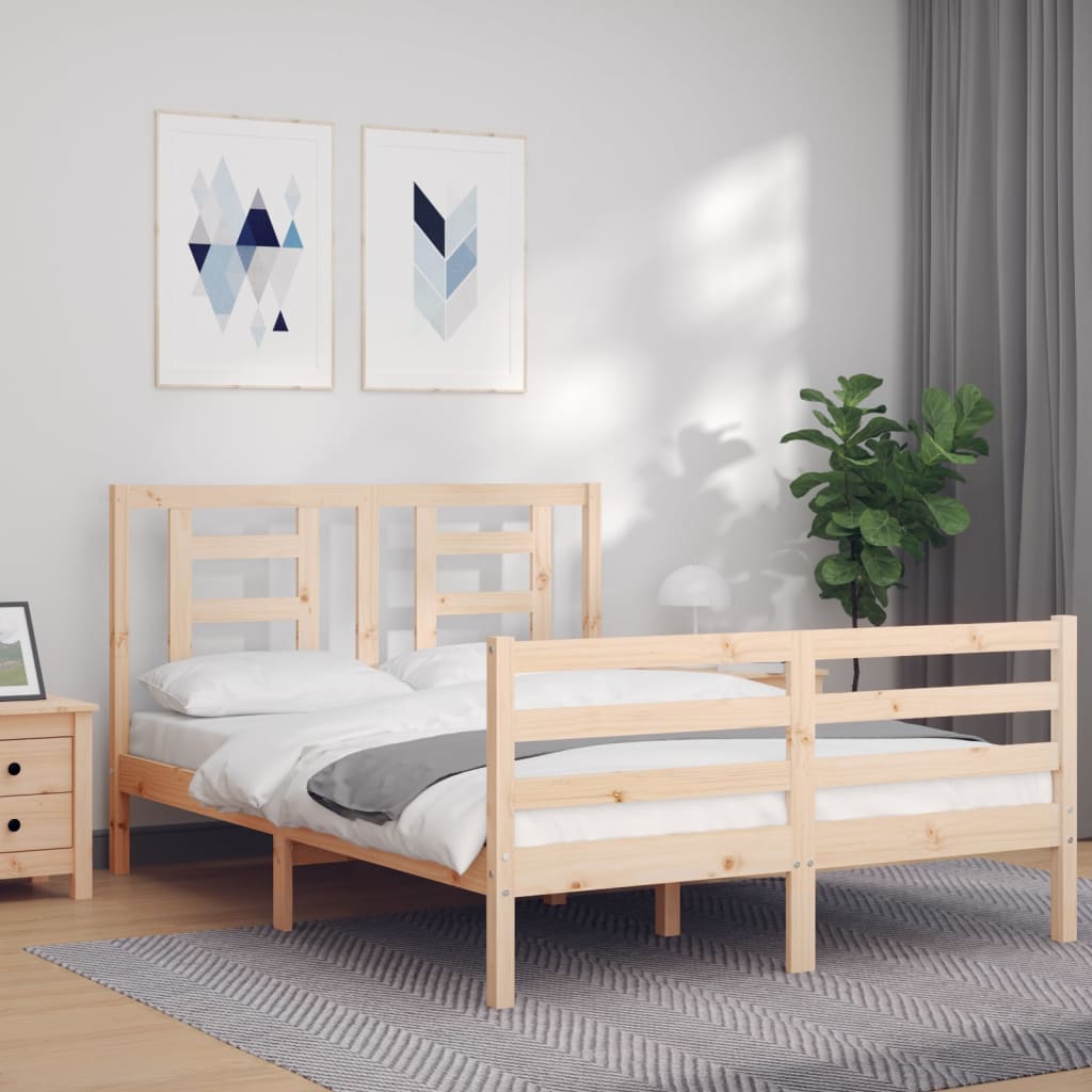 Cadre de lit sans matelas 140x190 cm bois massif