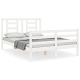 Cadre de lit sans matelas blanc 140x190 cm bois massif