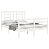 Cadre de lit sans matelas blanc 140x190 cm bois massif