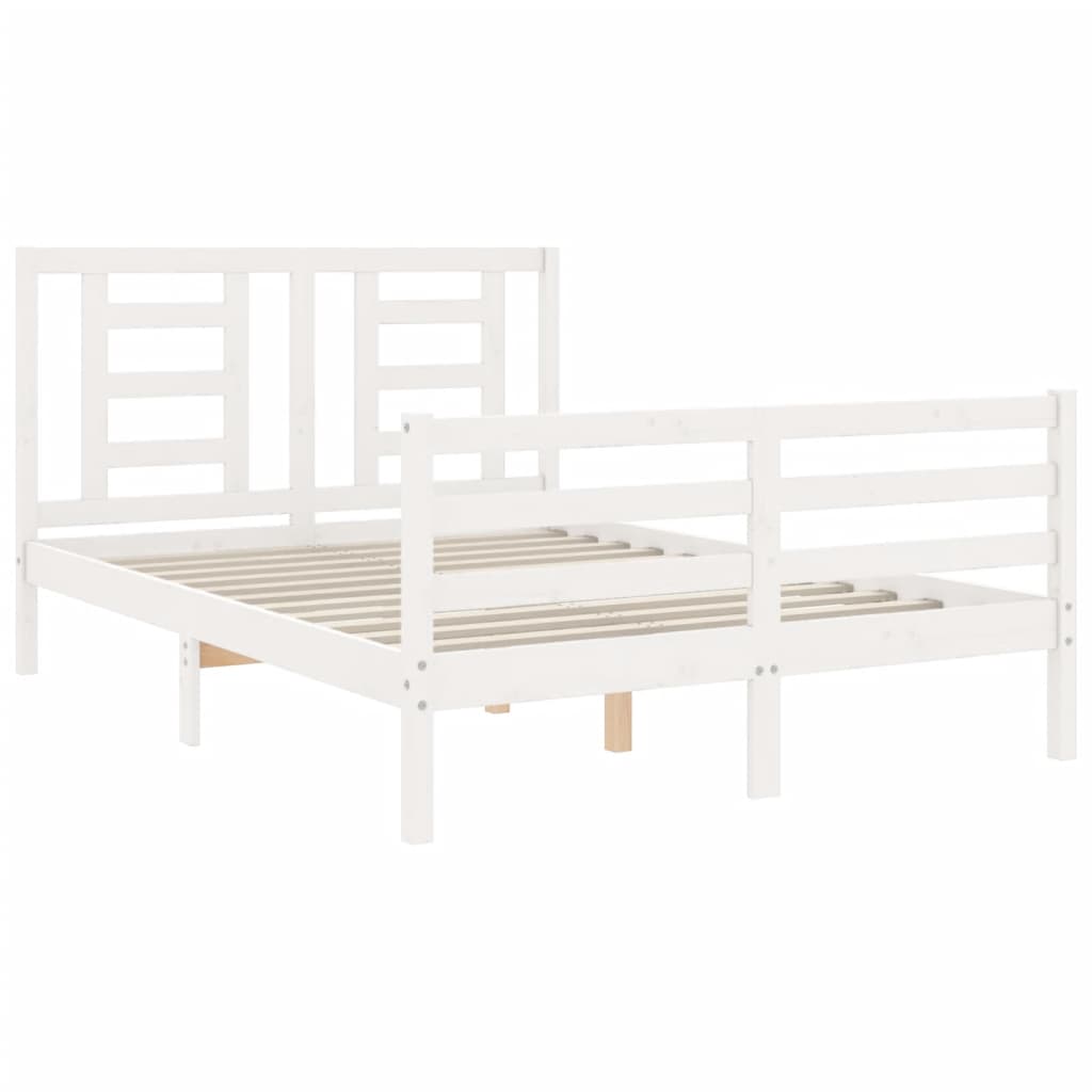 Cadre de lit sans matelas blanc 140x190 cm bois massif