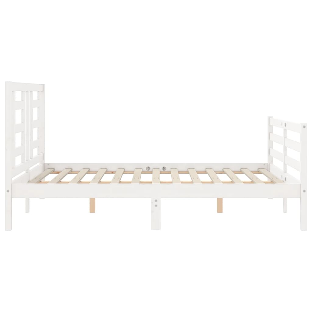 Cadre de lit sans matelas blanc 140x190 cm bois massif