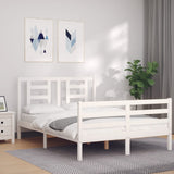 Cadre de lit sans matelas blanc 140x190 cm bois massif