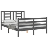 Cadre de lit sans matelas gris 140x190 cm bois massif