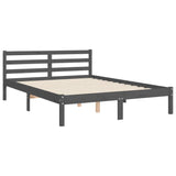 Cadre de lit sans matelas gris 140x190 cm bois massif