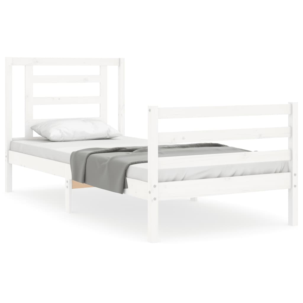 Cadre de lit sans matelas blanc 90x200 cm bois massif