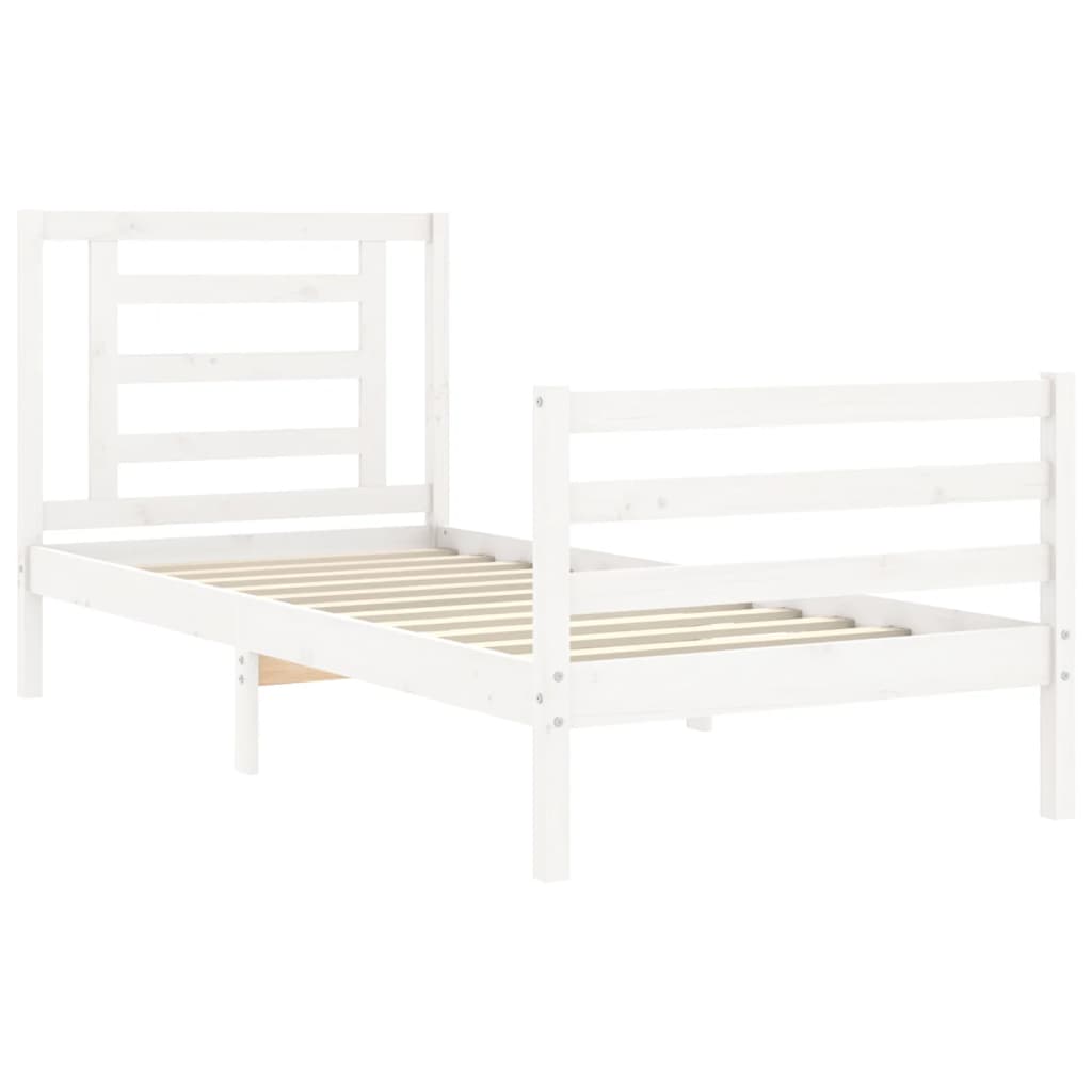 Cadre de lit sans matelas blanc 90x200 cm bois massif