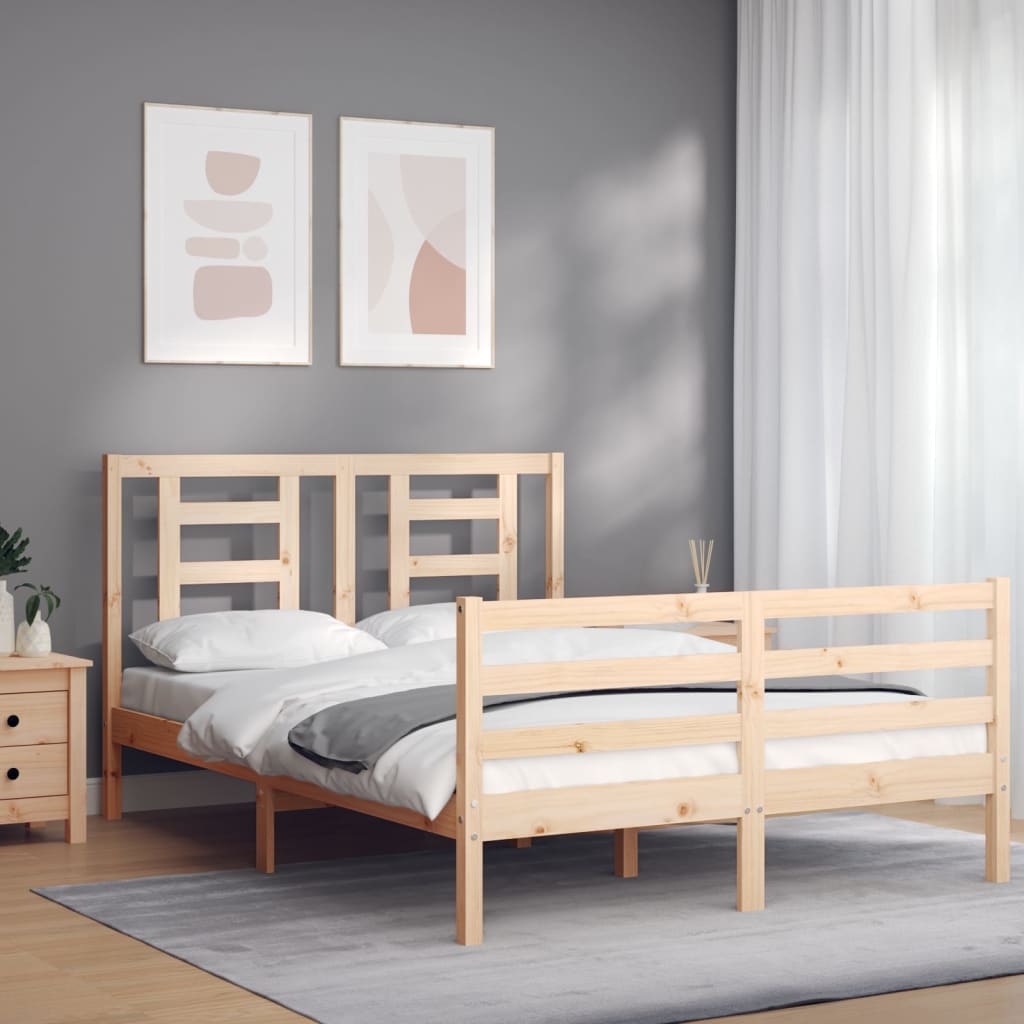 Bed frame without mattress 140x200 cm solid wood