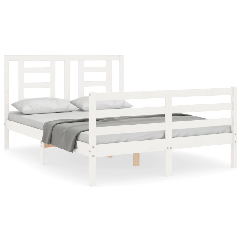 Cadre de lit sans matelas blanc 140x200 cm bois massif