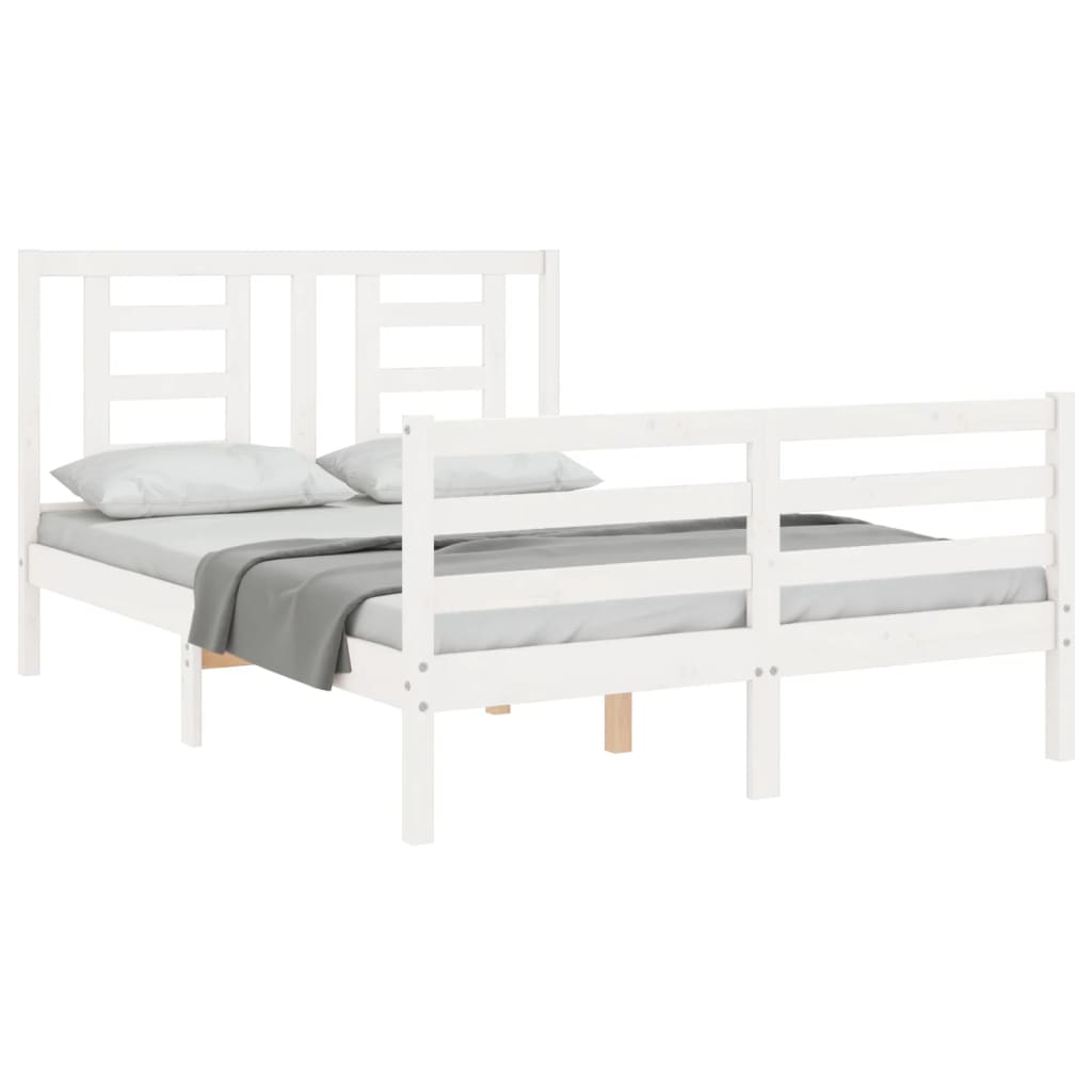 Cadre de lit sans matelas blanc 140x200 cm bois massif