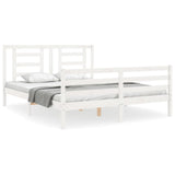 Cadre de lit sans matelas blanc bois de pin massif