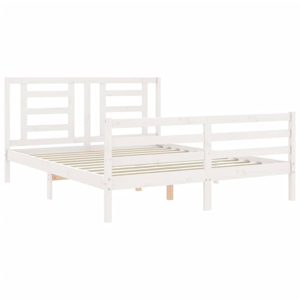 Cadre de lit sans matelas blanc bois de pin massif