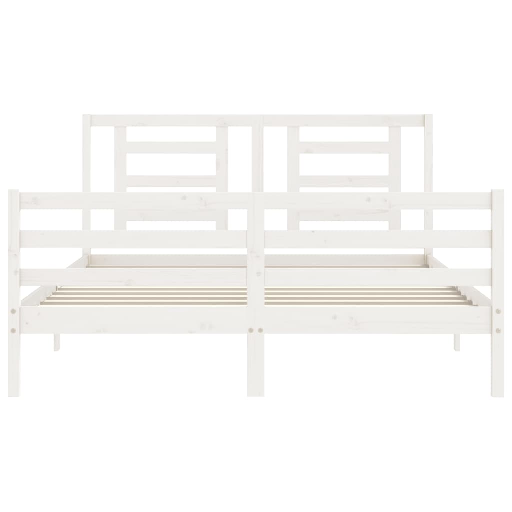 Cadre de lit sans matelas blanc bois de pin massif