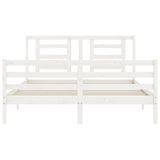 Cadre de lit sans matelas blanc bois de pin massif