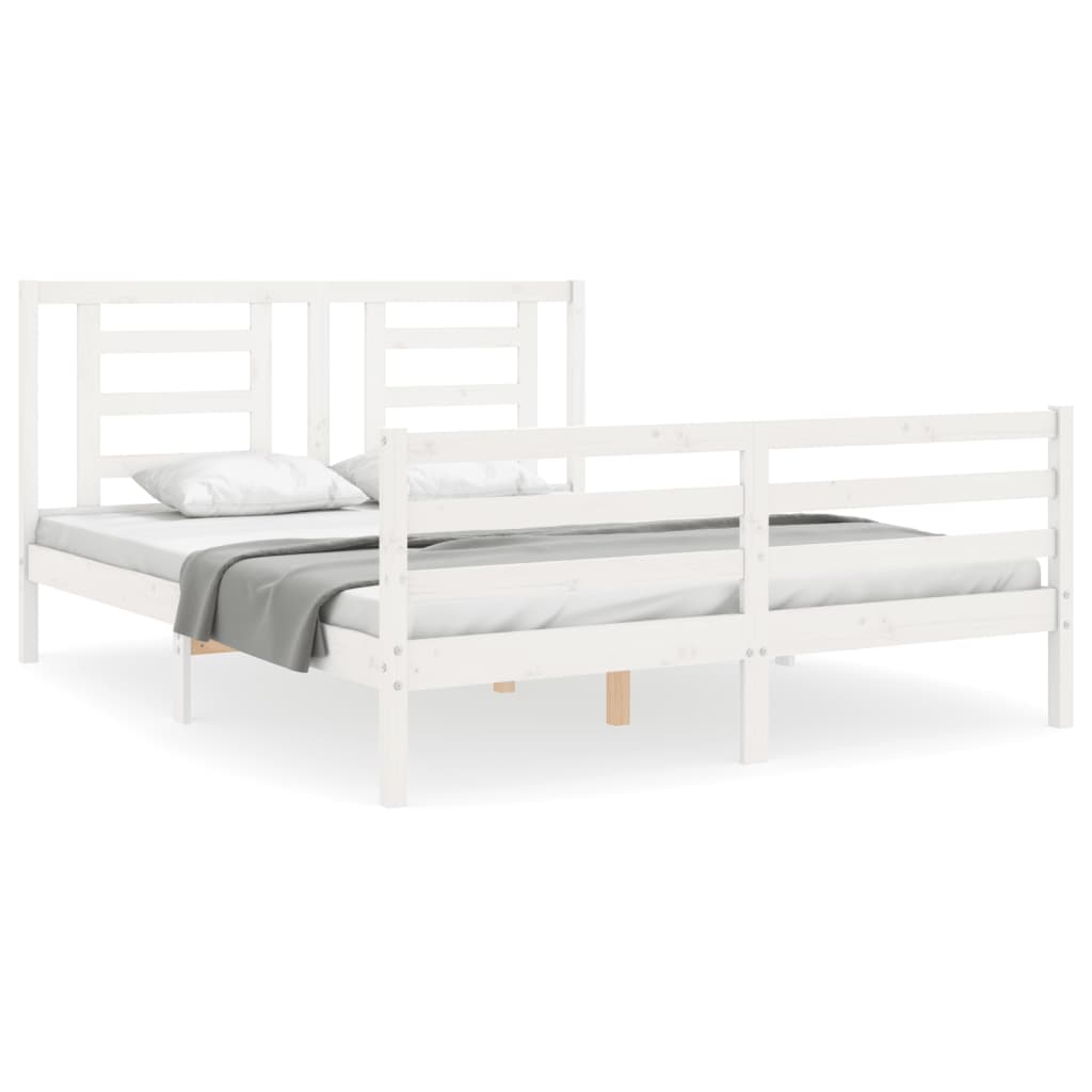 Cadre de lit sans matelas blanc 160x200 cm bois massif