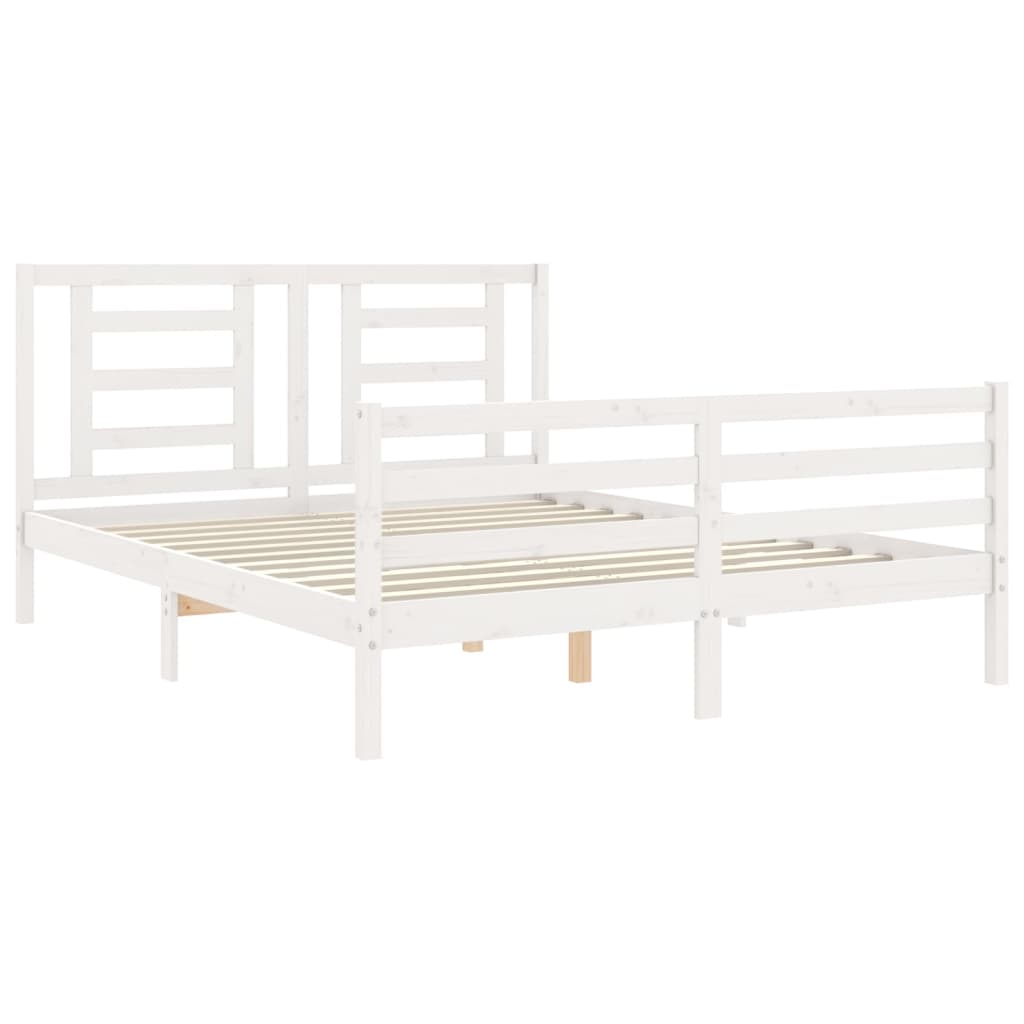 Cadre de lit sans matelas blanc 160x200 cm bois massif