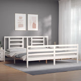 White solid wood bed frame without mattress