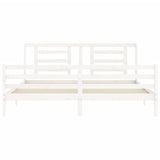 White solid wood bed frame without mattress