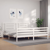 White solid wood bed frame without mattress