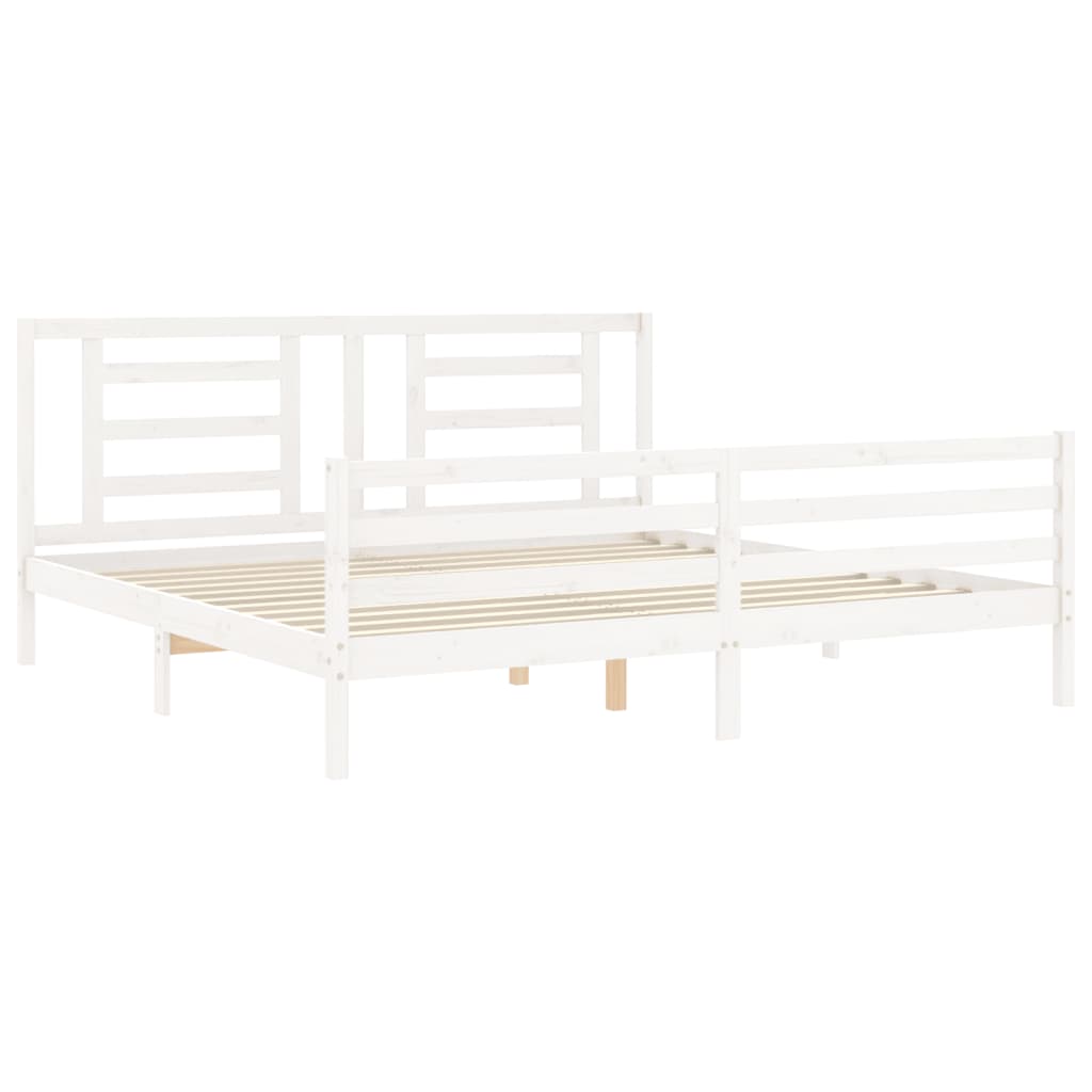 Bed frame without mattress white 200x200 cm solid wood